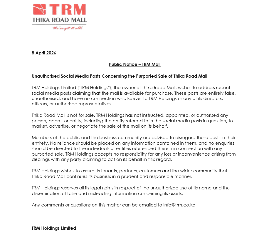 TRM Statement on Being Available For Sale