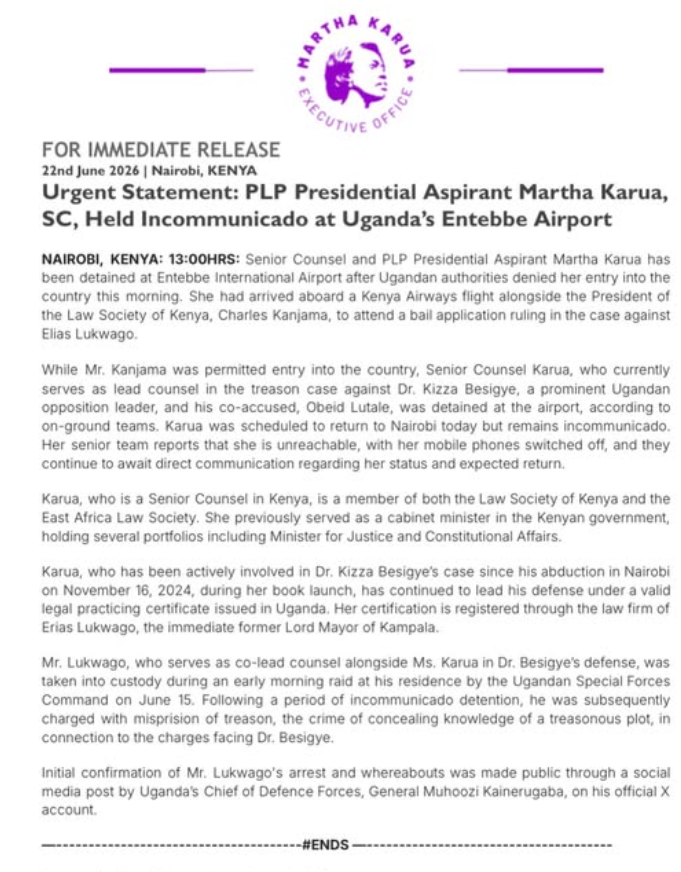Martha Karua Detained at Entebbe Airport While Heading to Besigye Case Hearing - Image 3